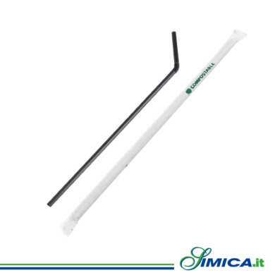 Cannuccia nera BIO PLA imbustata cm.24 pz.400